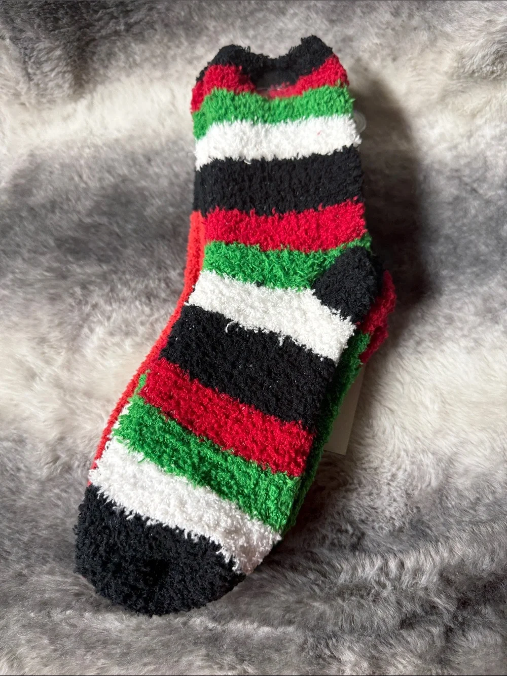 3 pairs of Cozy Red & Green Holiday Santa Fuzzy Socks - Warm Tidings